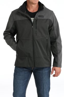 Men's Hooded Softshell Jacket - Black/Charcoal - MWJ1593002