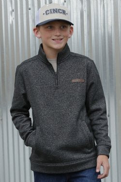 Boy's Match Dad 1/2 Zip Pullover - Black - MWK5140001