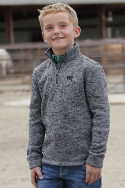 Boy's Match Dad 1/4 Zip Pullover - Gray - MWK7980002
