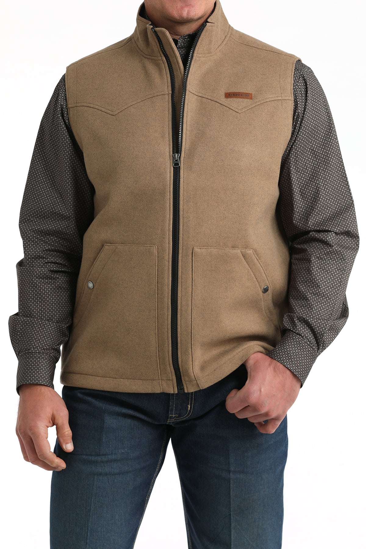 Cinch Men's Khaki Western Full Zip Vest
