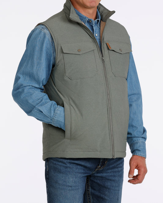 olive vest in white background