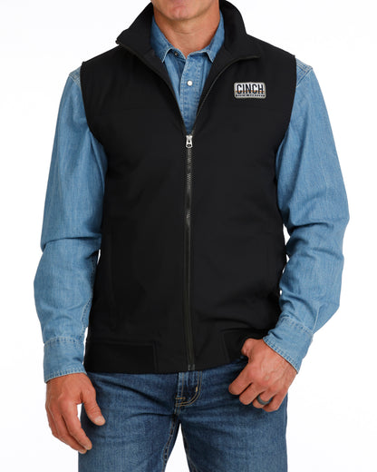 black vest on a man with white background 