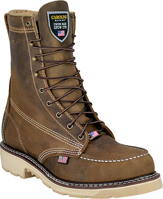 CAROLINA MENS CAROLINA 8" STEEL TOE MOC TOE WORK BOOTS - CA7516