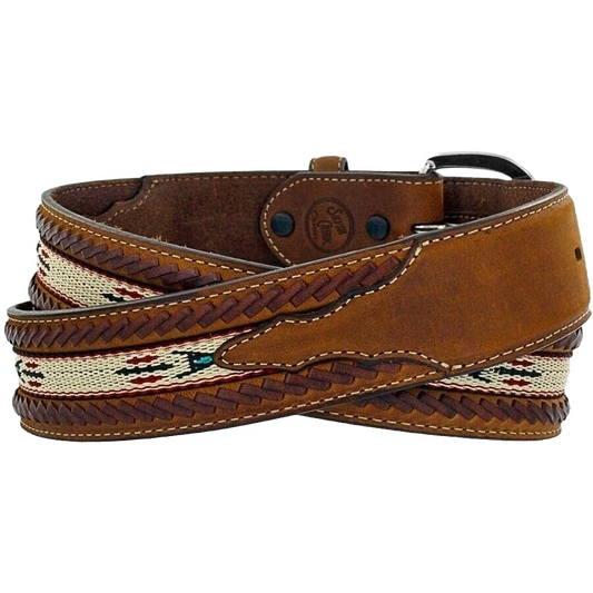 Tony Lama Men's Laced Edge Horse Hair Ribbon Bark Belt - 5A109