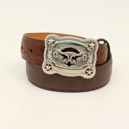 Boys Leather Longhorn Western Belt