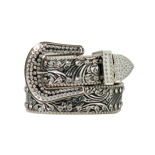 Nocona Girl's Black and Silver Crystal Belt - N4443065