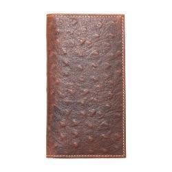 Brown leather wallet with embossed pattern on a white background