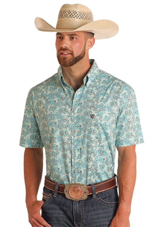 RR PAISLEY PRINT SS BD TURQ