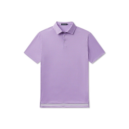 Purple checkered polo shirt on a white background