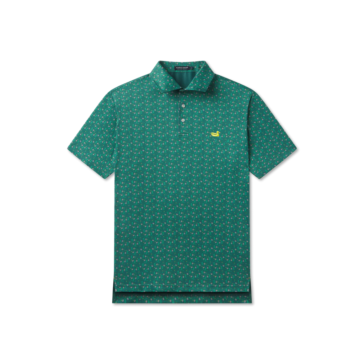 green pattern shirt with white background