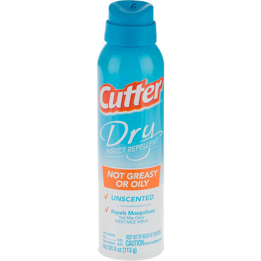 Cutter Dry insect repellent spray can, unscented, mosquito protection, 4 oz.