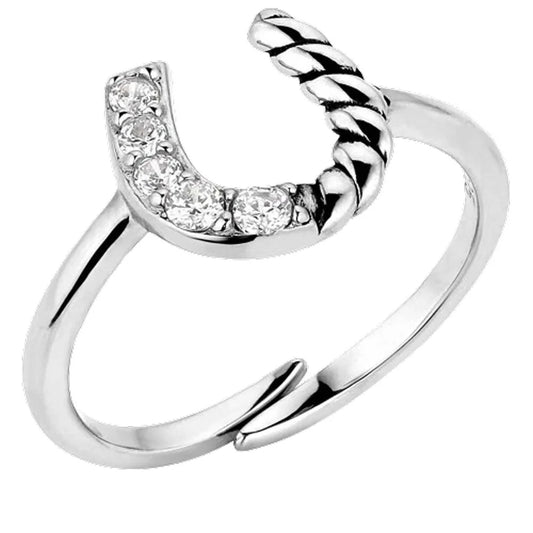 High Tides Roping Luck Crystal Horseshoe Ring