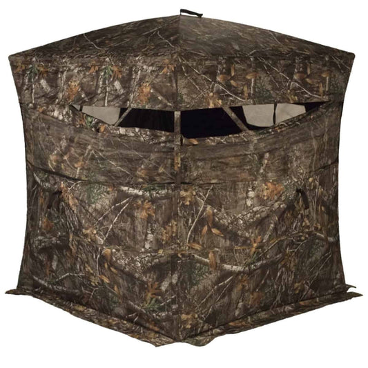 Rhino camo hub-style ground blind for hunting concealment