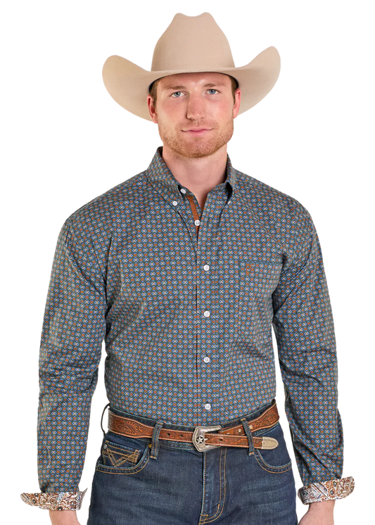 Rough Stock Vintage Diamond Long Sleeve Button Shirt