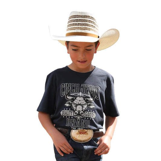 Cinch Boy's Logo Ringspun Navy Graphic T-Shirt