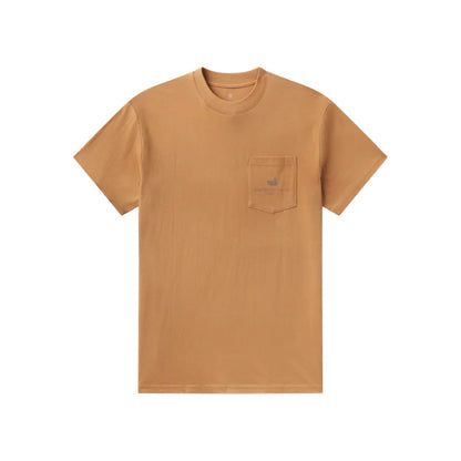 Brown t-shirt with a pocket on a white background