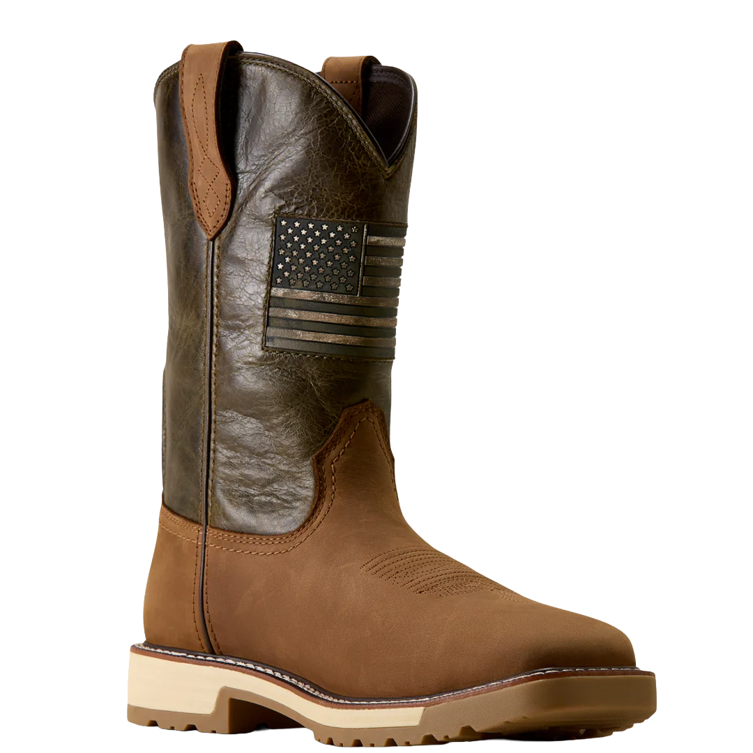 Ariat Men's Activator Patriot Alamo Brown Wide Square Steel Toe Work Boot 10080468