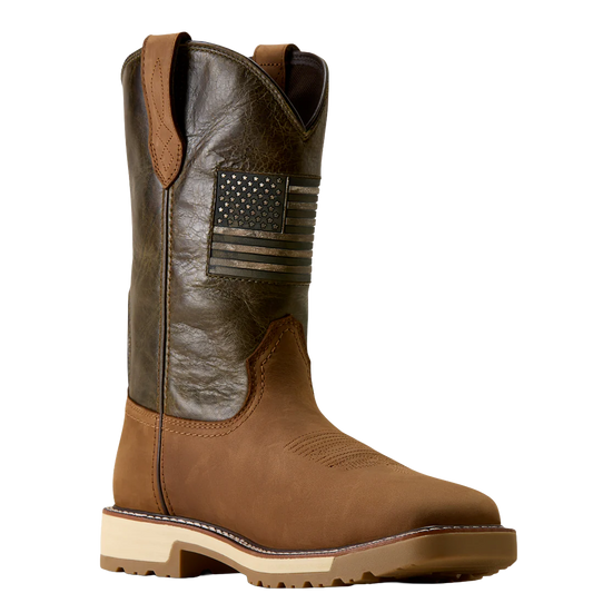 Ariat Men's Activator Patriot Alamo Brown Wide Square Steel Toe Work Boot 10080468