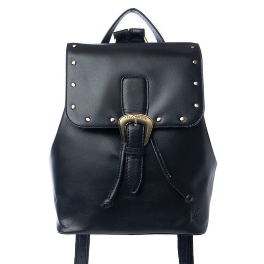Yellowstone Longhorn Ash Studded Leather Backpack-BLACK