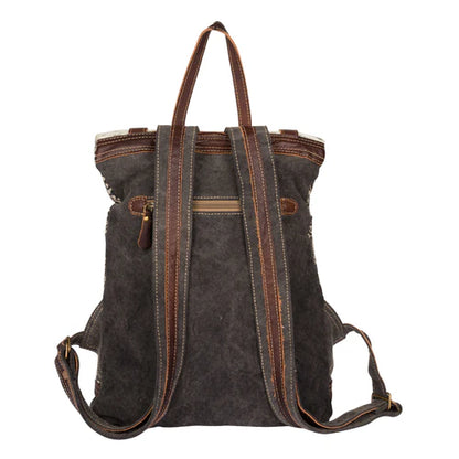 Myra Vibe with Me Hairon Canvas Backpack for Women – Mandala Print, Leather Straps for Boho Travel & Western Day Trips