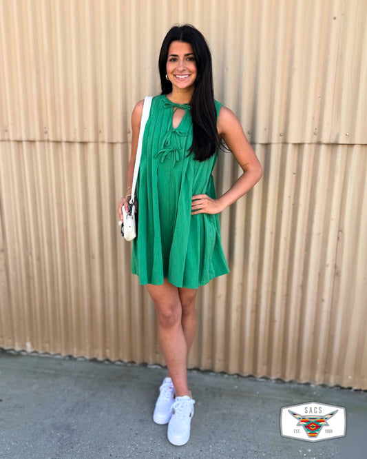 Entro - Green Pleated Dress