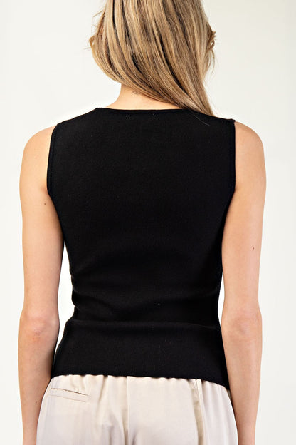 eesome - Black Square Neck Tank Top