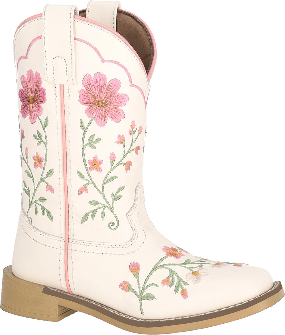 Girl's Desert Bloom Ivory Embroidered Leather Western Boot