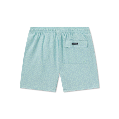 Light blue shorts with a pocket on a white background