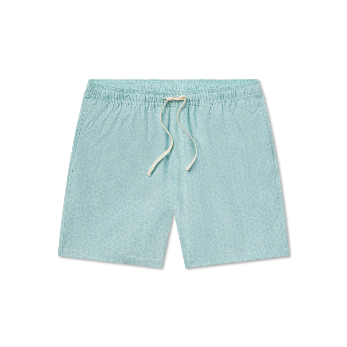 Light blue shorts with a drawstring on a white background