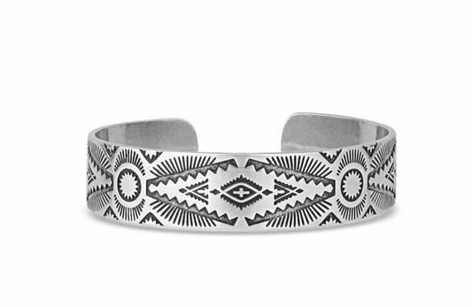 Shimmering Depths Geometric Cuff Bracelet