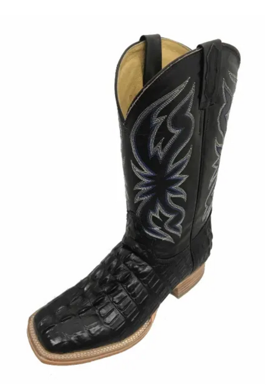 Cowtown Black Alligator Print Square Toe Boot - Q6096