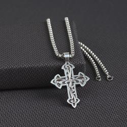 Silver Strike Mens Necklace 24" Filigree Cross Silver