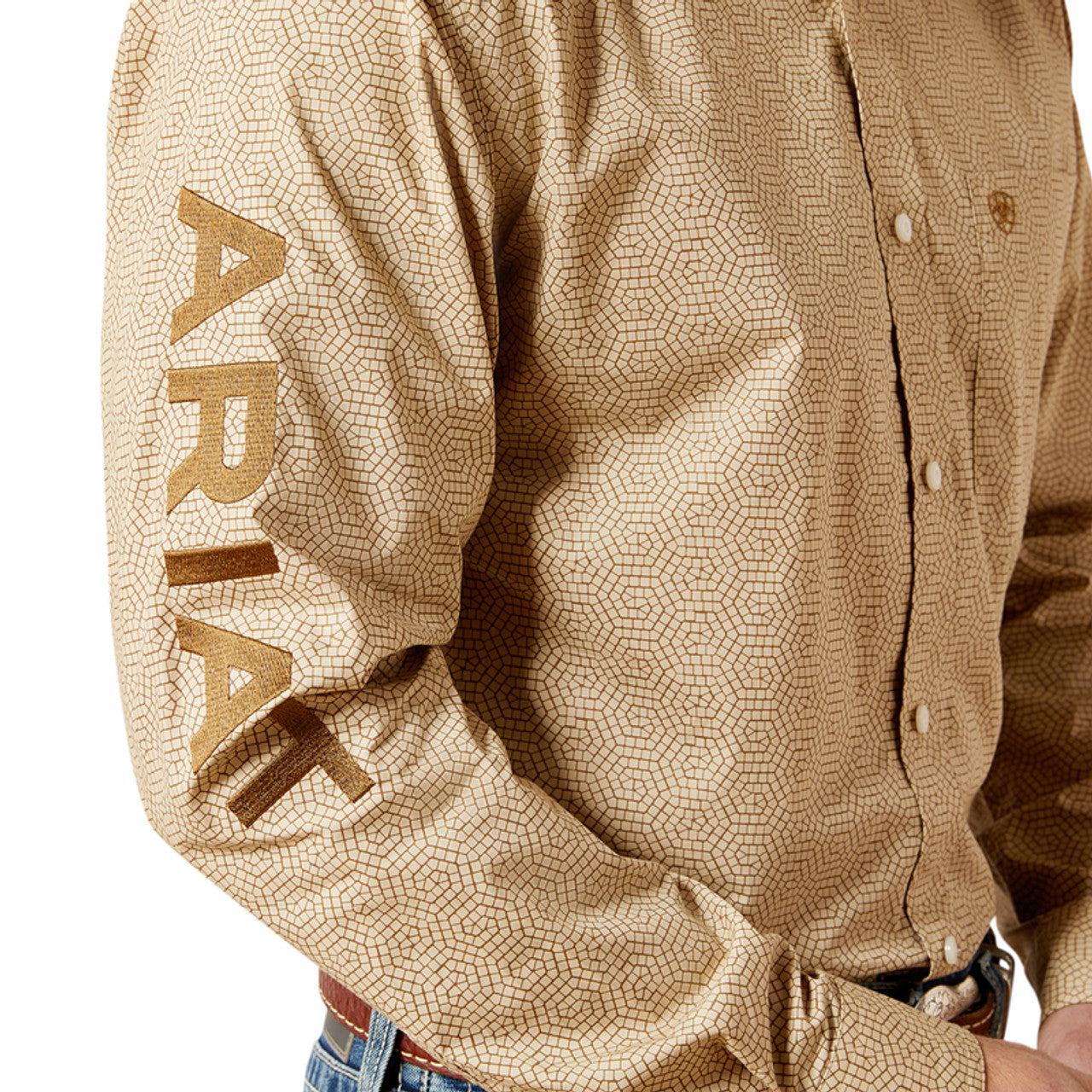 ARIAT TEAM PENN FITTED KHAKI PRINT - MENS SHIRT