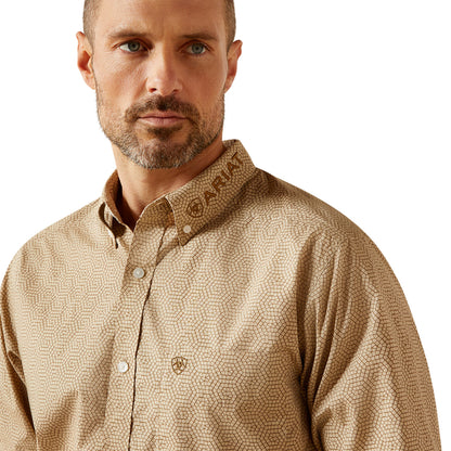 ARIAT TEAM PENN FITTED KHAKI PRINT - MENS SHIRT