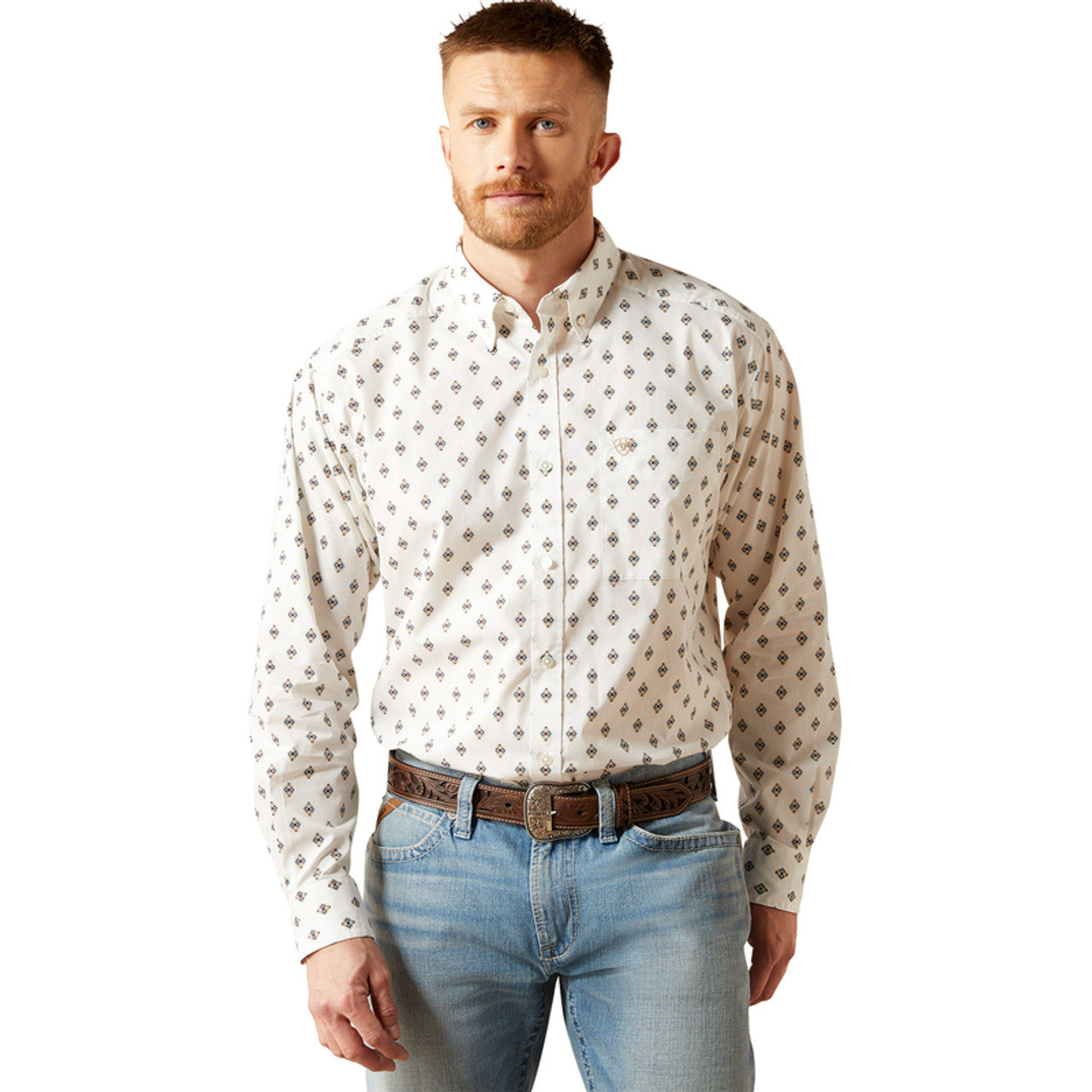 ARIAT THELL WHITE CLASSIC FIT PRINT - MENS SHIRT