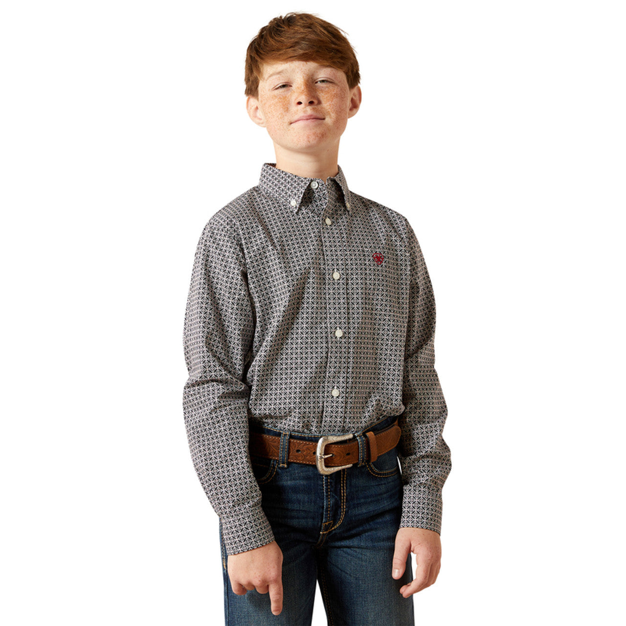 ARIAT TOBIAS BLACK CLASSIC FIT PRINT - KIDS BOYS SHIRT