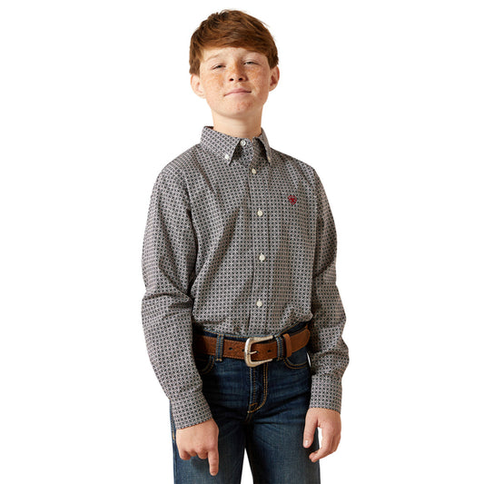 ARIAT TOBIAS BLACK CLASSIC FIT PRINT - KIDS BOYS SHIRT