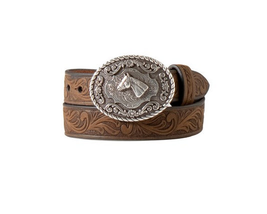 Twister® Baby Buckers Brown Scrolling Embossed Belt with Horse Head Buckle - N4442002