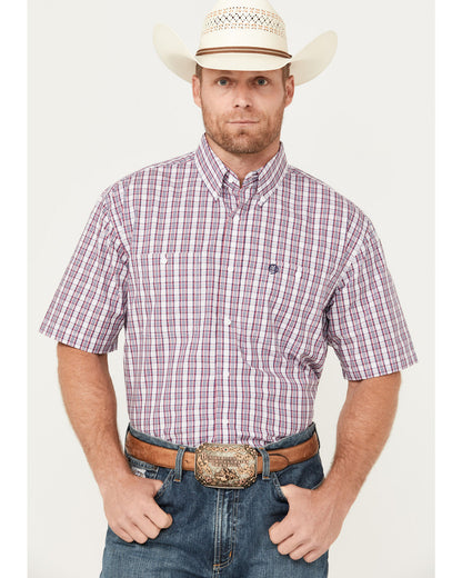 Wrangler® George Strait Collection One Pocket Short Sleeve Shirt - Blue/Red - 2365408