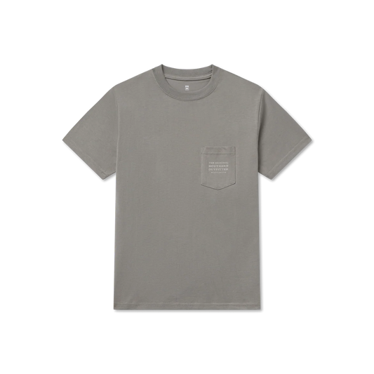Gray t-shirt with a pocket on a white background