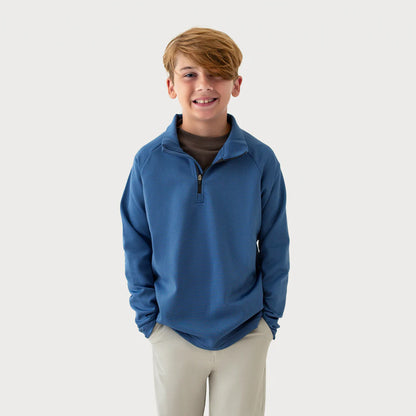 Southern Marsh Boy's Southampton Performance Quarter Zip - Stripes NAVY