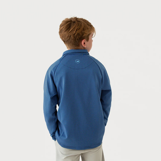 Southern Marsh Boy's Southampton Performance Quarter Zip - Stripes NAVY