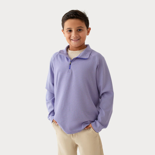 Southern Marsh Boy's Southampton Performance Quarter Zip - Stripes Purple