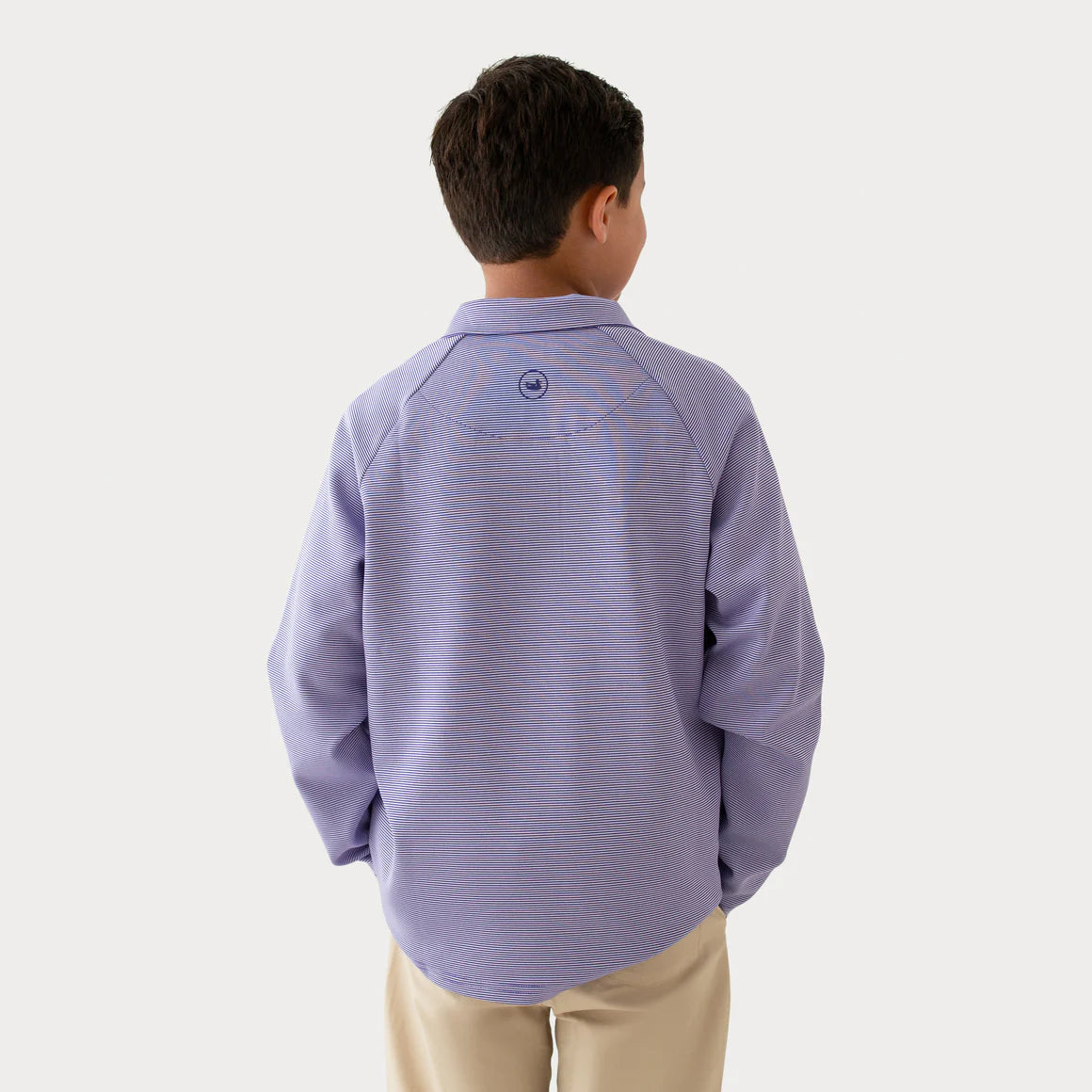 Southern Marsh Boy's Southampton Performance Quarter Zip - Stripes Purple