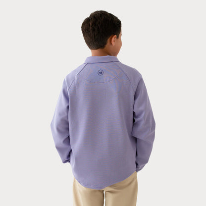 Southern Marsh Boy's Southampton Performance Quarter Zip - Stripes Purple