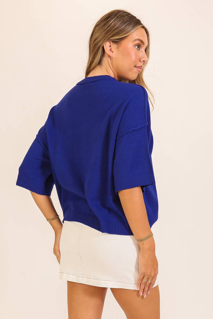 TIMING - Short Sleeve Pocket Knit Sweater