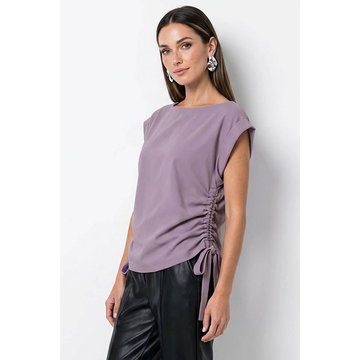 Naked Zebra - Ruched Side Short Sleeve Top