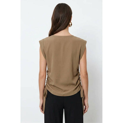 Naked Zebra - Ruched Side Short Sleeve Top