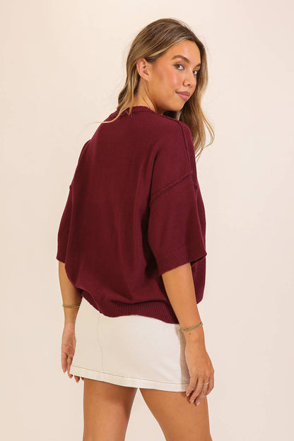 TIMING - Short Sleeve Pocket Knit Sweater
