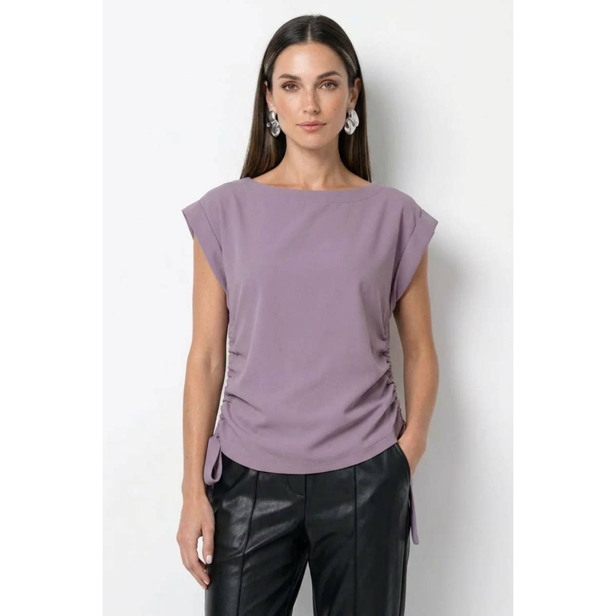 Naked Zebra - Ruched Side Short Sleeve Top